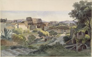 Uitzicht op het Forum Romanum met het Colosseum in de richting van het Lateraan door Ernst Fries
