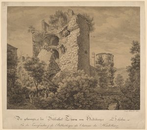 Der Gesprengte und der Bibliotheke Thurm von Heidelberger Schloss door Ernst Fries