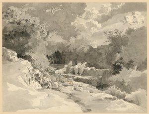 Landschap met vrouwen bij de wasbron door Ernst Fries