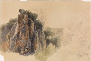 Landschapsstudie met rotsen door Ernst Fries
