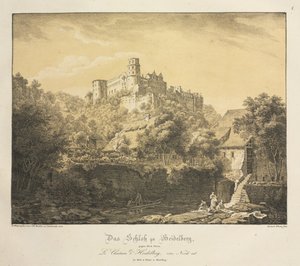 Zes uitzichten op het kasteel van Heidelberg: oostwaarts, 1820 door Ernst Fries