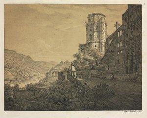 Zes uitzichten van het kasteel van Heidelberg: Binnenplaats, bij de ingang door Ernst Fries