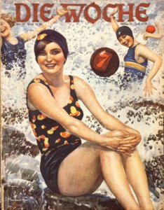Jonge vrouwen in de golven