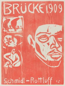 Omslag van het vierde jaarboek van de kunstenaarsgroep de Brucke door Ernst Ludwig Kirchner