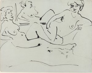 Dodo en een oudere vrouw liggend voor een spiegel, 1909
