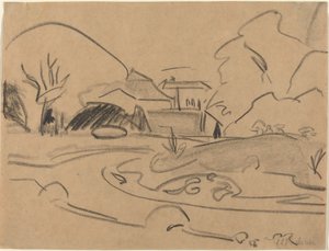 Voetpaden en Paviljoen in de Dresden Grosser Garten, c. 1909. door Ernst Ludwig Kirchner