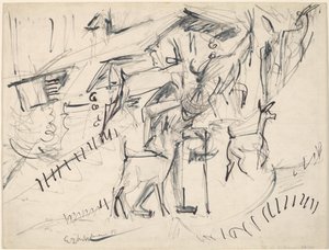 Geitenhoeder met geiten door Ernst Ludwig Kirchner