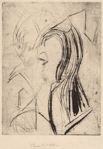 Hoofden van twee meisjes, 1919