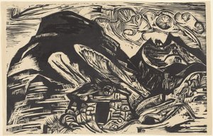 Bergen met een berghut, 1921 door Ernst Ludwig Kirchner