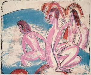 Drie Baders bij Stenen door Ernst Ludwig Kirchner