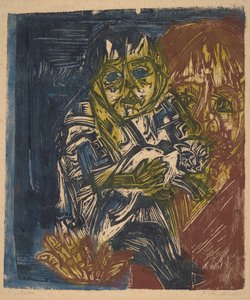 Vrouw met een kind en een kat, 1919 door Ernst Ludwig Kirchner