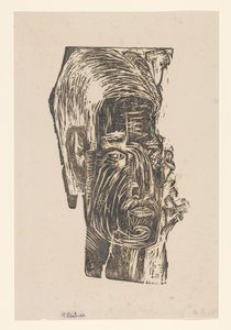 Portret van een onbekende man door Ernst Ludwig Kirchner (signed by artist)
