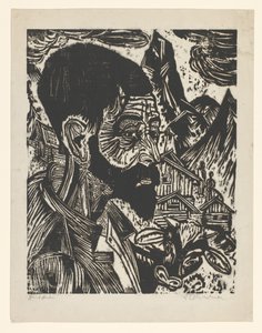 Sennkopf (Martin Schmied) door Ernst Ludwig Kirchner (signed by artist)