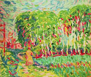 Een vrouw in een berkenbos door Ernst Ludwig Kirchner
