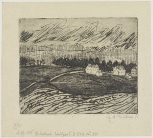 Akkerland en huizen in het Ertsgebergte door Ernst Ludwig Kirchner