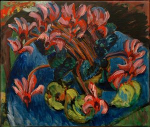 Cyclamen met kerst door Ernst Ludwig Kirchner