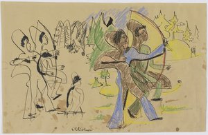 Boogschutters, ca. 1935 door Ernst Ludwig Kirchner