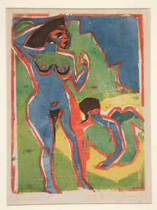 Badende vrouwen - Moritzburg door Ernst Ludwig Kirchner