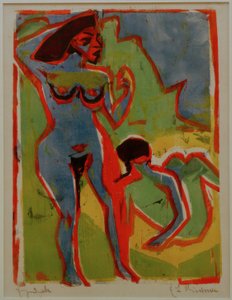 Badende vrouwen in Moritzburg door Ernst Ludwig Kirchner