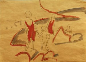 Baden bij het strand van Fehmarn door Ernst Ludwig Kirchner