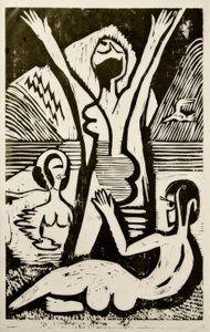 Baden in het meer door Ernst Ludwig Kirchner