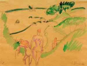 Badende aan de Fehmarnkust door Ernst Ludwig Kirchner