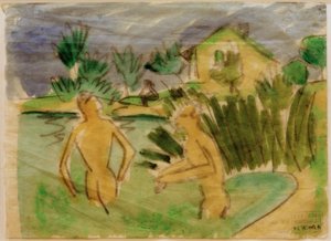 Baden bij Moritzburg door Ernst Ludwig Kirchner
