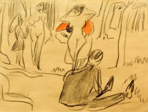 Badende in Moritzburg door Ernst Ludwig Kirchner