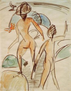 Badende met hoed door Ernst Ludwig Kirchner