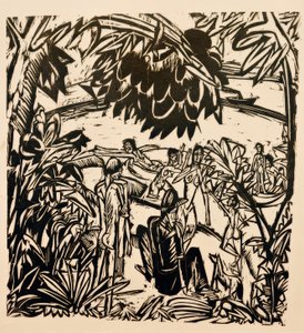 Badsessie onder boomtakken door Ernst Ludwig Kirchner