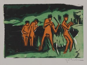 Badeners die riet gooien door Ernst Ludwig Kirchner