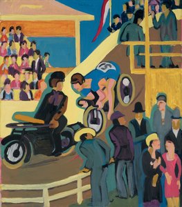 Fietswedstrijd met Motorbegeleiding door Ernst Ludwig Kirchner