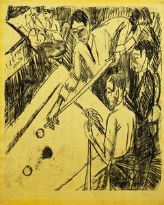 Biljartspeler, 1915 door Ernst Ludwig Kirchner