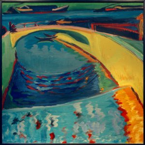 Brug bij de monding van de Priessnitz door Ernst Ludwig Kirchner