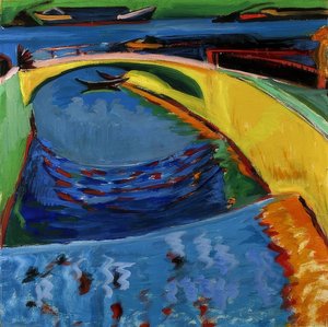Brug bij de monding van de Priessnitz door Ernst Ludwig Kirchner