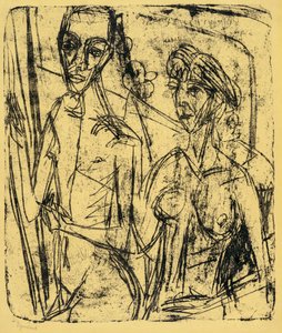Koppel in Kamer, Naakte Man met Vrouw door Ernst Ludwig Kirchner