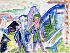 Koppel in een Landschap door Ernst Ludwig Kirchner
