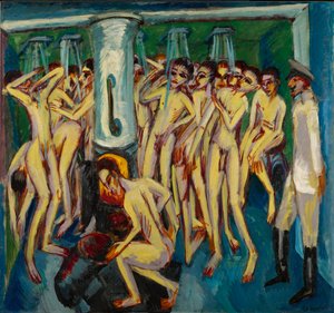 Das Soldatenbad Artilleristen, 1915 door Ernst Ludwig Kirchner