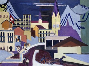 Davos-Platz Treinstation, 1931 door Ernst Ludwig Kirchner