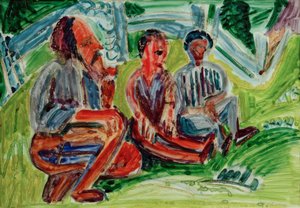 Drie boeren op de weide door Ernst Ludwig Kirchner