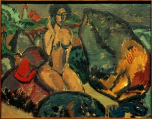 E.L. Kirchner, Badende tussen Stenen door Ernst Ludwig Kirchner