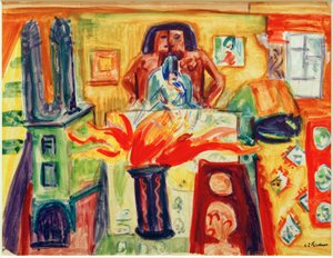 E.L.Kirchner, Interieur met Tulpen door Ernst Ludwig Kirchner
