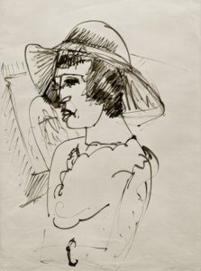 E.L.Kirchner, Portret Erna met Grote Hoed