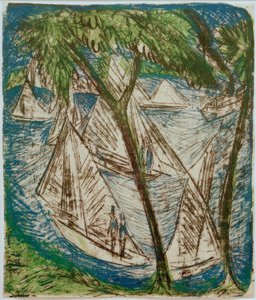 Zeilboten bij Grünau door Ernst Ludwig Kirchner