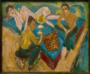 Erich Heckel en Otto Mueller bij het schaken II door Ernst Ludwig Kirchner