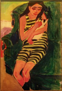Fränzi met kat door Ernst Ludwig Kirchner