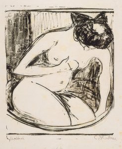 Vrouw in bad door Ernst Ludwig Kirchner