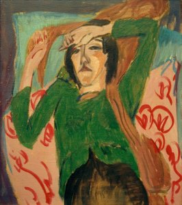 Vrouw in groene jas