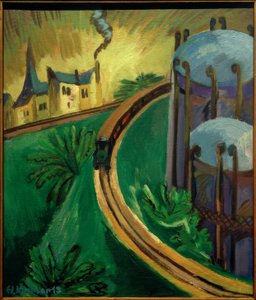 Gasketel en voorstadstrein door Ernst Ludwig Kirchner