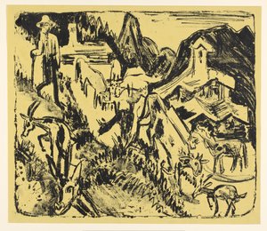 Geitenhoeder met zijn kudde in de bergen door Ernst Ludwig Kirchner